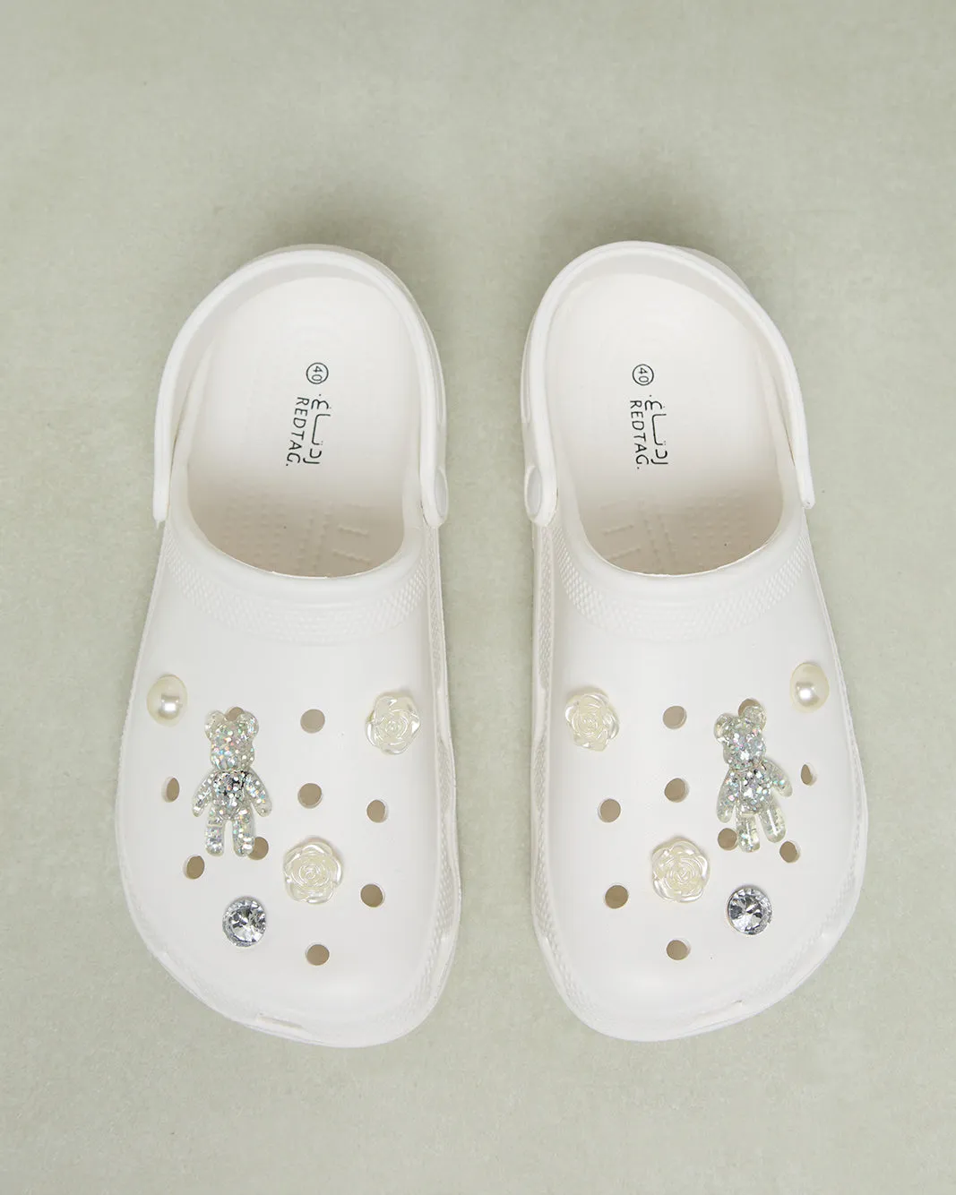 Women White Embellished Molded Mule