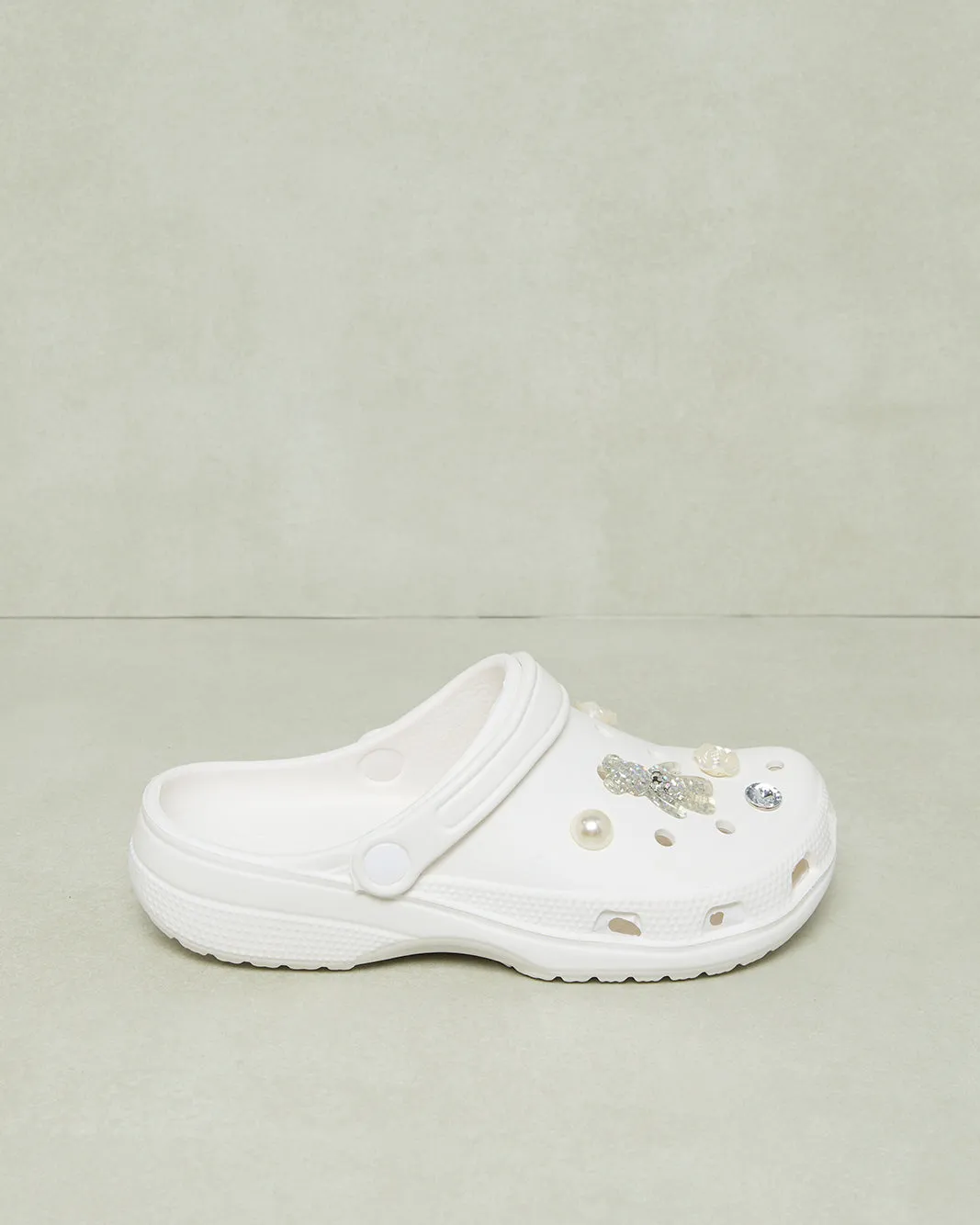 Women White Embellished Molded Mule