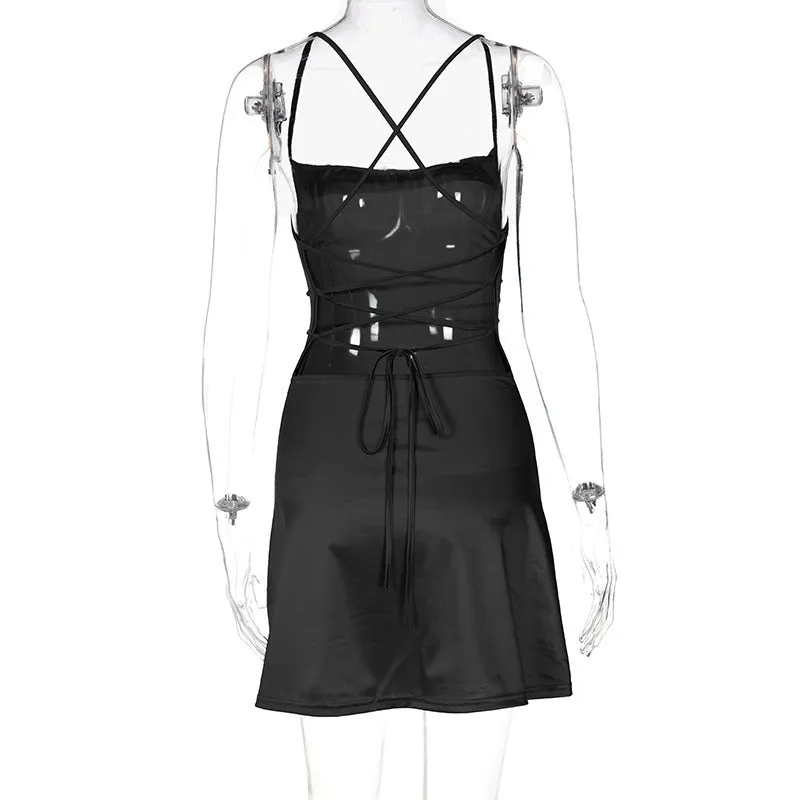Women's Fashion Lace Up Slip Dress