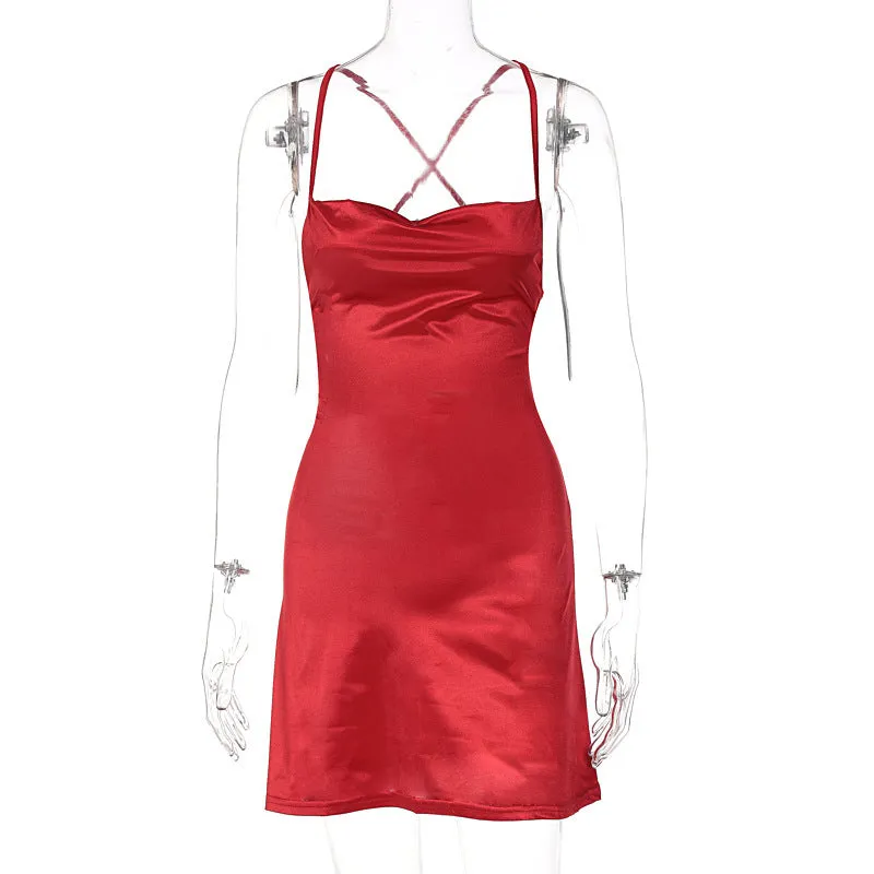 Women's Fashion Lace Up Slip Dress