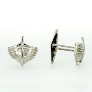 Wooden Boat Sterling Silver Cufflinks